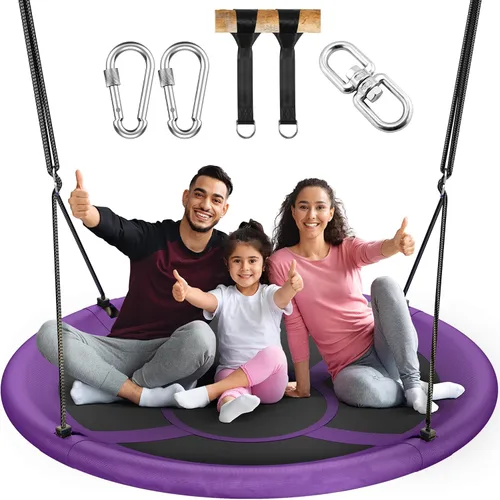 Miniatura 11 de Everyfun Columpio de Árbol Tipo Platillo Volador de 43" para Niños y Adultos, Capacidad de Peso de 700 libras, Columpio Platillo Volador Impermeable