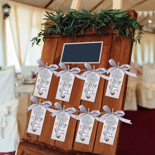 Miniatura 6 de CHENGU 100 juegos de abrebotellas con llave vintage, recuerdos de boda, regalo de recuerdo para invitados con tarjeta de agradecimiento, almohada