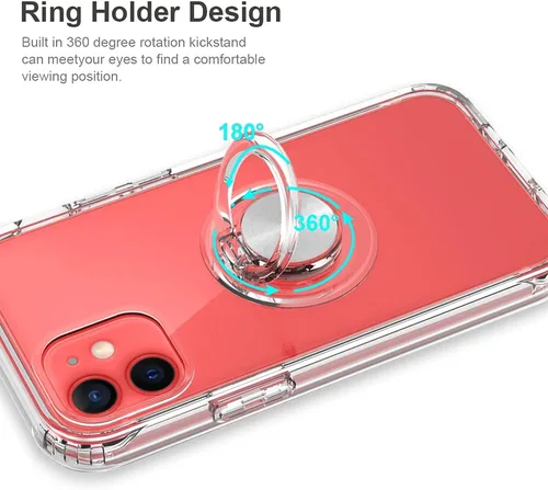 Miniatura 2 de Funda protectora resistente de cuerpo completo de 360° con protector de pantalla y soporte de anillo para iPhone 12 Pro Max (6.7 pulgadas)