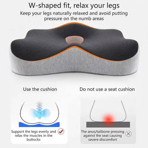 Miniatura 9 de Cojín de asiento de espuma viscoelástica, cojines ergonómicos de espuma viscoelástica grandes, para silla de oficina, asientos de automóvil, avión