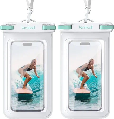 Miniatura 12 de Lamicall Funda impermeable para teléfono iPhone 17 16 15 14 13 12 Pro Max Plus XS, bolsas de equipo de natación para 4-7 pulgadas, negro y negro