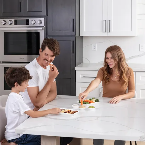 Miniatura 5 de Juego de platos de aperitivo de 8 pulgadas con tazas de inmersión para servir, postres, ensaladas, resistentes a las astillas, platos de cena