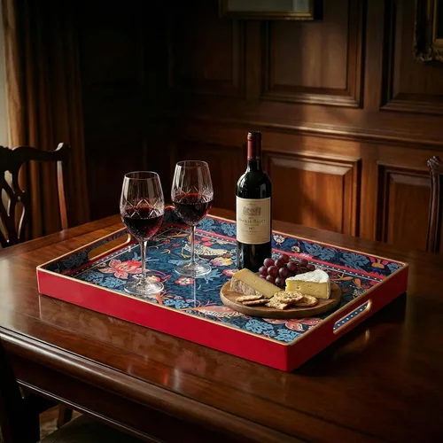 Miniatura 6 de Bandeja decorativa, bandeja de plástico de mármol con asas, bandeja rectangular de tocador y bandeja para servir para baño, cocina, otomana y mesa