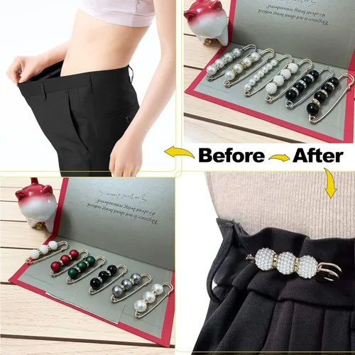 Miniatura 3 de Broche de perlas, alfileres de botón de jeans, sin costura, pernos de seguridad de perlas sintéticas, collar de cárdigan, pasadores de seguridad