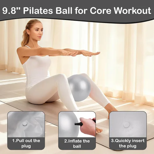 Miniatura 4 de Hoedia Kit de Pilates de 17 Piezas para Mujeres, Equipo de Pilates Anillo y Pelota Set con Bandas de Resistencia, Correa de Yoga, Deslizadores