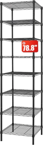 Miniatura 10 de Finnhomy, estantería con 5 estantes de alambre de acero, ajustable, estantería para almacenamiento inteligente, de metal, para salas o espacios