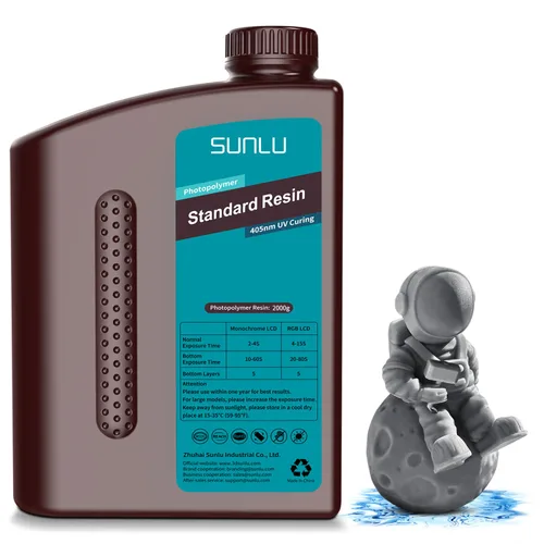 Miniatura 14 de SUNLU Resina para impresora 3D, 1kg de curado rápido, resina estándar 3D para impresoras 3D LCD DLP SLA, curado UV de 395-405nm, resina líquida