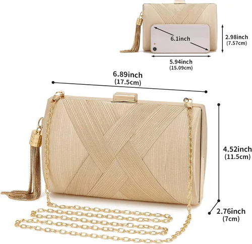 Miniatura 3 de Bolso de mano para mujer, bolso de noche con flecos, bolso de mano para mujer, bolso de mano de boda, bolso de mano con cadena, bolso cruzado