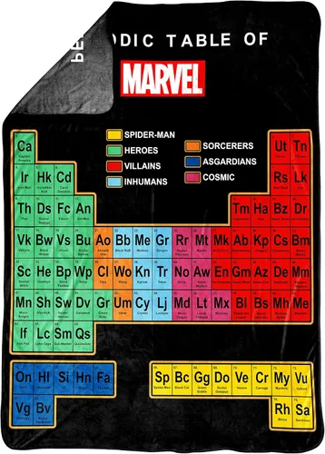 Miniatura 2 de Jay Franco Marvel Manta de Tabla Periódica - Mide 62 x 90 pulgadas - Ropa de Cama de Vellón Súper Suave Resistente a la Decoloración