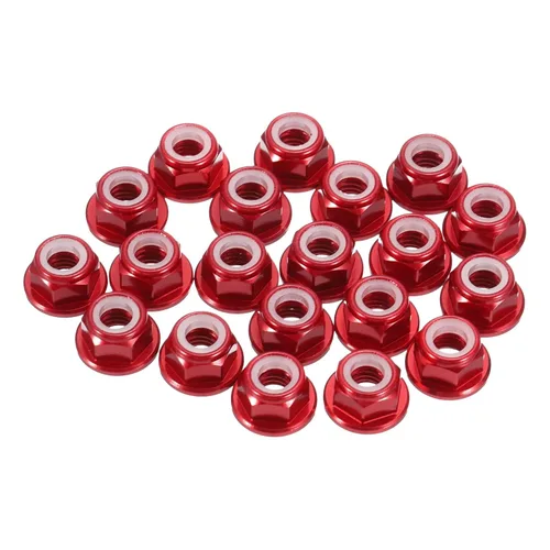 Miniatura 32 de MECCANIXITY 30 piezas de tuercas de bloqueo de aleación de aluminio M5 con paso de 0.8 mm, tuercas hexagonales con brida de nylon con rosca dentada