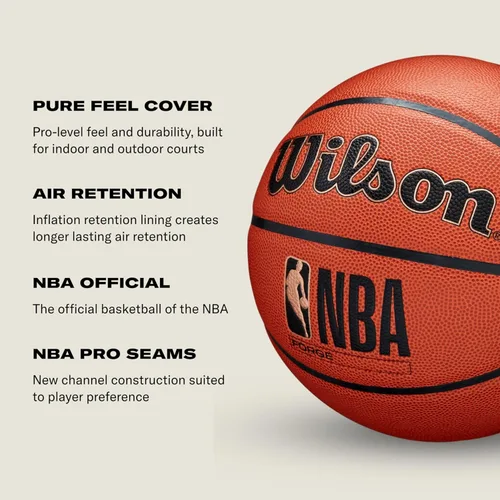 Miniatura 6 de Wilson NBA Forge Baloncesto para Interiores/Exteriores - Marrón, Tamaño 5-27.5