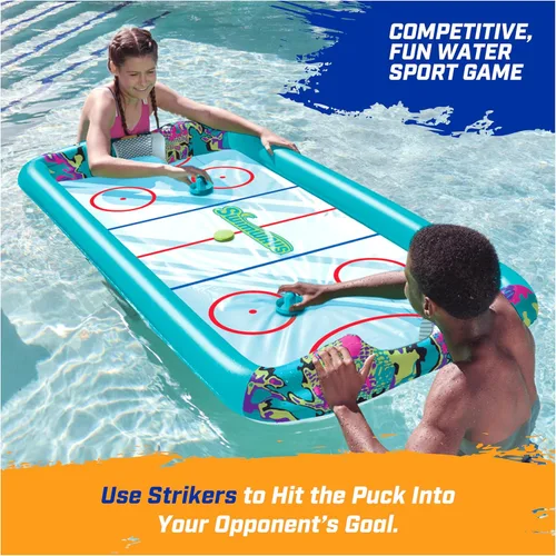 Miniatura 4 de SwimWays Hydro Hockey - Juego de mesa de hockey acuático inflable flotante, juguete de piscina para niños de 5+ años Hockey inflable