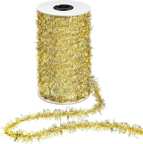 Canlierr Guirnalda de oropel de Navidad de 50 yardas con purpurina fina metálica para decoración de árbol de Navidad, fiesta de cumpleaños, boda,