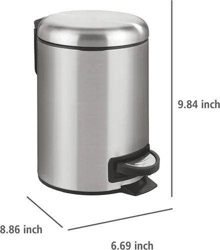 Miniatura 4 de WENKO Basurero pequeño con tapa y pedal, cubo de basura para baño, cubo de basura con cubo interior extraíble, acero inoxidable, fácil de cerrar