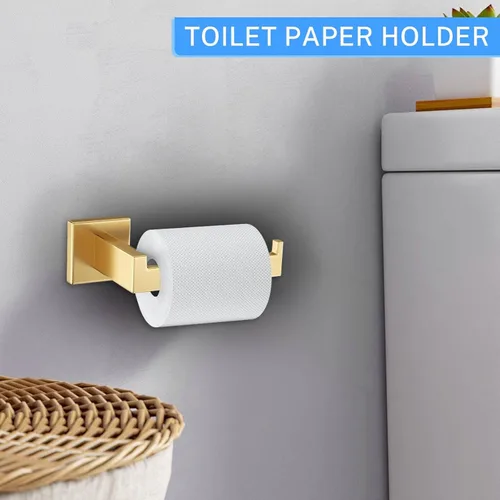 Miniatura 4 de Juego de accesorios de baño de 10 piezas en oro cepillado Juego de barra de toallas doradas, toallero/estante para baño, juego de accesorios de baño