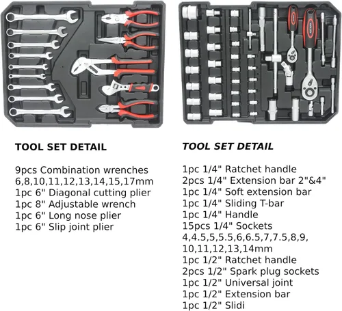 Miniatura 4 de Kit de herramientas para el hogar de 899 piezas, juego de herramientas de reparación para el hogar y el automóvil con caja de herramientas