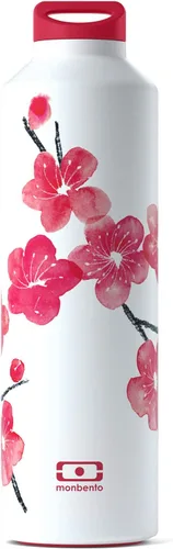 MONBENTO - Botella de agua aislada MB Steel Blossom 17 Oz - Acero inoxidable - A prueba de fugas - Infusor - Caliente/Fría hasta 12 horas - Té, Café