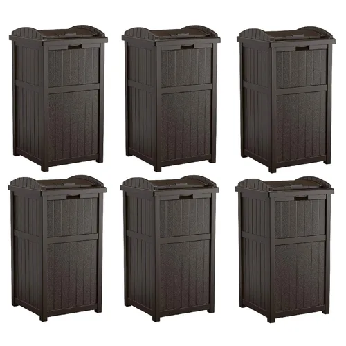 Miniatura 14 de Suncast Paquete de 4 contenedores de basura para exteriores con tapa con pestillo, capacidad de 33 galones Ciberespacio