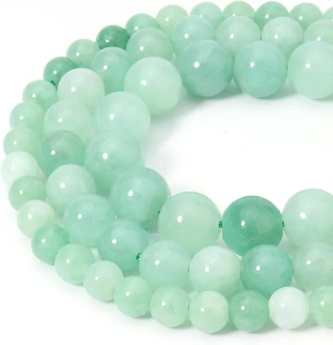 Miniatura 4 de 60 cuentas de 15⁄64 pulgadas (6 mm) de piedra natural de jade verde birmano con cuentas de piedra preciosa de jade para sanación de energía. Cuentas