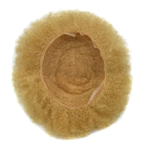Miniatura 32 de Pelucas afro rizadas para hombre, con encaje francés, de 10 x 8 pulgadas, completamente transparente, de repuesto, sistema de cabello humano rizado