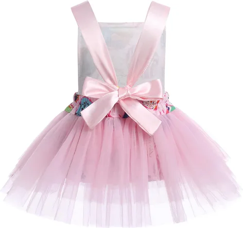 Miniatura 17 de IBTOM CASTLE Vestido de princesa tutú para niña pequeña con estampado de leopardo, dona, ratón, vestido de princesa con funda para pañales, conjunto