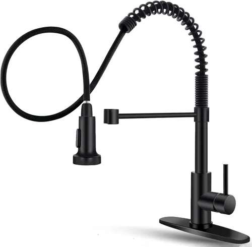 Miniatura 12 de Grifo de cocina con rociador LED, grifo de fregadero de cocina de una sola manija con rociador extraíble, muelle y luz LED de níquel cepillado