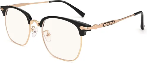 Dollger Gafas de bloqueo de luz azul para hombre, retro, sin marco, antifatiga, antifatiga, con filtro de rayos azules