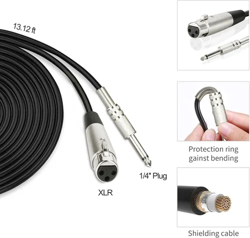 Miniatura 5 de Marengo Micrófono Dinámico de Mano para Canto de Karaoke, Micrófono XLR Alámbrico con Interruptor de Encendido y Apagado y Cable XLR Desmontable