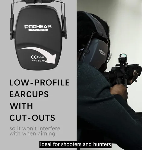 Miniatura 7 de PROHEAR 016 y 030 Pasivo y electrónico con Bluetooth Disparo Orejeras de seguridad de protección auditiva, protector auditivo delgado con perfil bajo