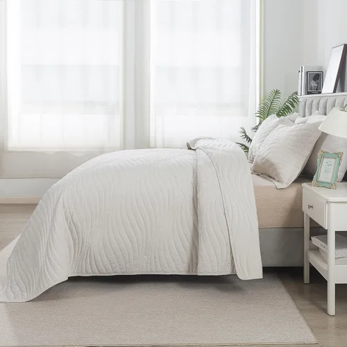 Miniatura 241 de HoneiLife - Juego de colcha de tamaño Queen, juego de ropa de cama de pana bordada de 3 piezas, colcha de lujo, ligera, cálida, para todas las Pana