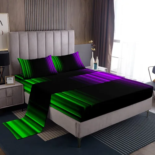 Miniatura 3 de Feelyou Juego de sábanas decorativas con ombre abstracto para niños y adolescentes, juego de sábanas rojas y negras de moda para dormitorio de niñas