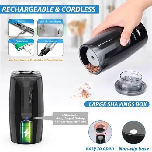 Miniatura 6 de AFMAT - Sacapuntas recargable de punta larga para artista, afilado rápido y parada automática, 8-17 mm de punta larga, sacapuntas eléctrico