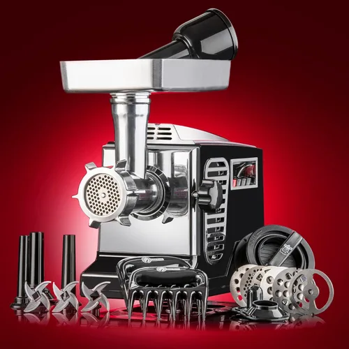 Miniatura 2 de STX TurboForce II "Platinum" Moledora de carne eléctrica y máquina para hacer salchichas de servicio pesado: 6 placas de molienda, 3 cuchillas