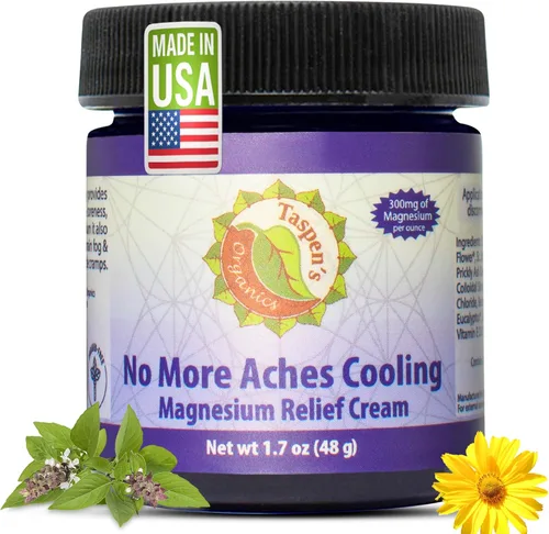 Taspen's Organics Magnesium No More Aches Cooling Cream – Crema tópica de magnesio para alivio muscular, dolores musculares y recuperación después