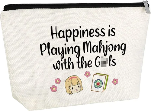 Bridge Queen - Bolsa de maquillaje Mahjong para jugador, regalo de jubilación, regalo de Navidad y cumpleaños para amantes del póquer, Mahjong