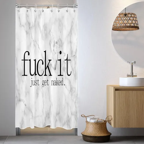 Miniatura 28 de LB Fuck It Get Naked - Cortina de ducha pequeña de 48 x 68 pulgadas, forro de cortina de ducha en blanco y negro, cortina de ducha estrecha