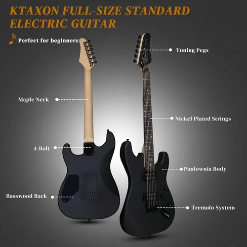 Miniatura 2 de Ktaxon Kit de guitarra eléctrica, pastillas H-H de 39 pulgadas para principiantes con amplificador de 20 W, cejilla de guitarra, bolsa, correa