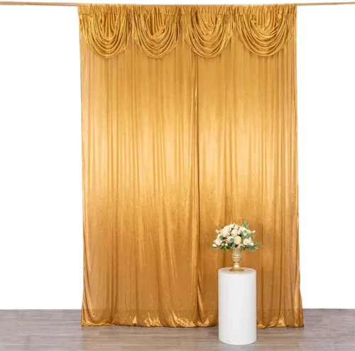 Miniatura 9 de Efavormart - Cortina de satén plisada de doble cortina blanca para fotos de boda, panel de cortina brillante para fiestas, 10 x 10 pies