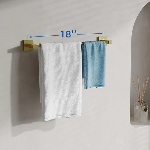 Miniatura 2 de RUACQ Barra para toallas de 18 pulgadas, Soportes para toallas para baño, Soporte para toallas de acero inoxidable 304 montado en la pared, Barra