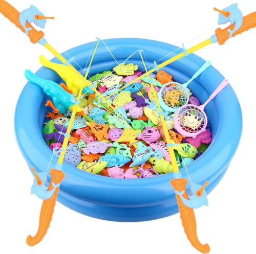 Miniatura 7 de Juguete magnético de pesca de 3 piezas con caña de pescar, juego de pesca magnético para niños pequeños, juguete de baño para bebés, juguetes