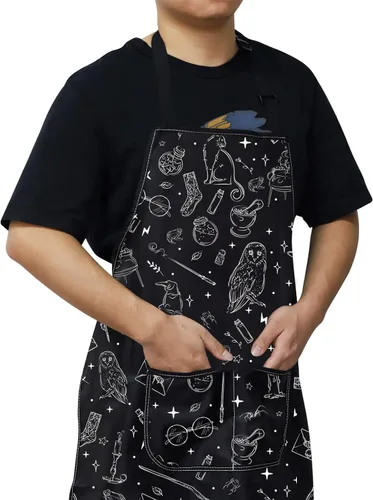 Miniatura 5 de WZMPA Delantal de cocina de mago mágico con bolsillos, regalo de bruja espeluznante, delantal ajustable gótico mágico para cocinar, hornear a