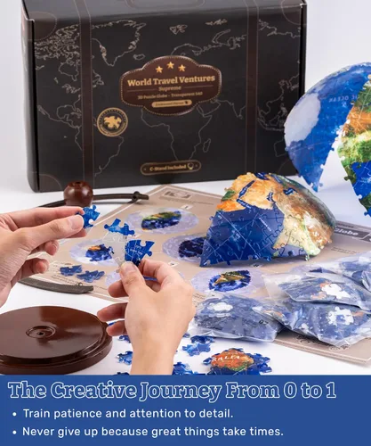 Miniatura 5 de Pintoo Rompecabezas 3D clásico pequeño globo de tierra de 6 pulgadas con 240 piezas de plástico curvas, globos del mundo para adultos unisex