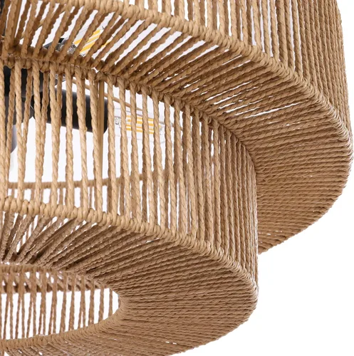 Miniatura 9 de LamQee Candelabros de Ratán Estilo Granja de 22 Pulgadas, Lámpara de Araña Boho de 5 Luces con Pantalla de Mimbre Tejida a Mano, Luces Colgantes