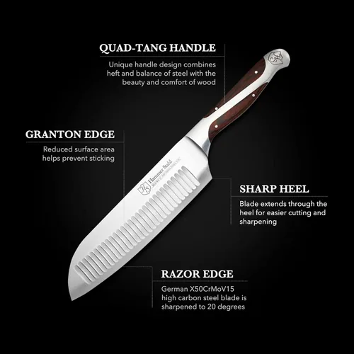 Miniatura 6 de Hammer Stahl - Cuchillo Santoku de estilo japonés de 7.5 pulgadas Cuchillo de cocina de acero inoxidable de alto carbono Cuchillo de cortar