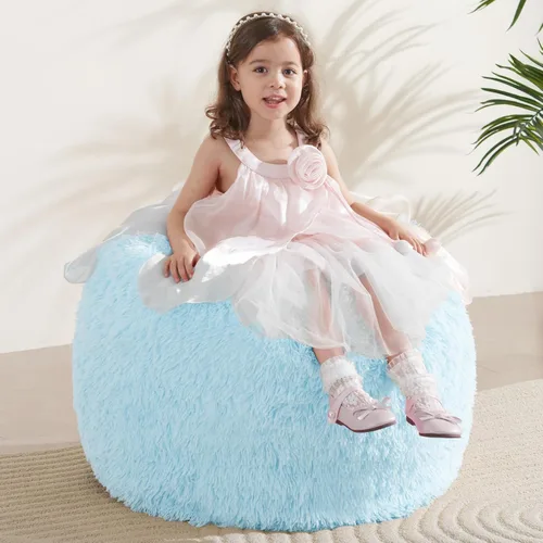 Miniatura 25 de Bean Bag Cover (No Filler) Soft Faux Fur Stuffed Animal Bean Bag Storage, Fluffy Plush Bean Bag Chair Cover Washable, Comfy Bean Bag Covers for Dark