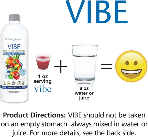 Miniatura 5 de Eniva Health Vibe Liquid Multivitamins Suplementos minerales con vitaminas A, B12, C, D, E y aminoácidos Suplemento diario de frutas y verduras