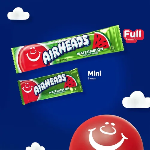 Miniatura 3 de Airheads Dulces, sabores de frutas surtidos, caja de cine, barras de tamaño completo envueltas individualmente, sin fusión, 6 barras por caja, 12