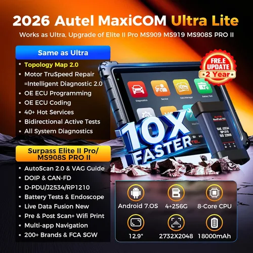 Miniatura 2 de Autel Escáner inteligente MaxiCOM Ultra Lite: 2 años de actualización gratuita, 2026 Ultra Lite Up of Elite II Pro MS909 MS919, igual que MaxiSys