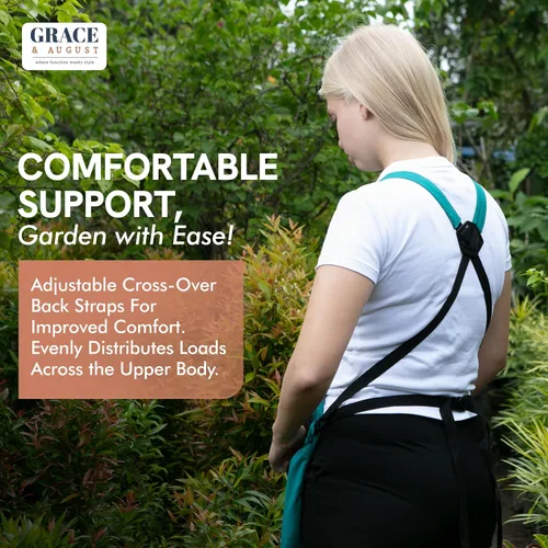 Miniatura 6 de Delantal de jardinería con bolsillos para mujeres y hombres, delantal de jardín con 7 bolsillos y bolsa interna con cordón, gran regalo Coriander
