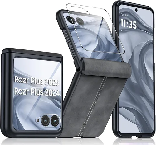 Miniatura 40 de para Samsung Galaxy Z Flip 7 Funda con protección de bisagras y protector de pantalla incorporado, funda de cuero mate de policarbonato ultradelgada